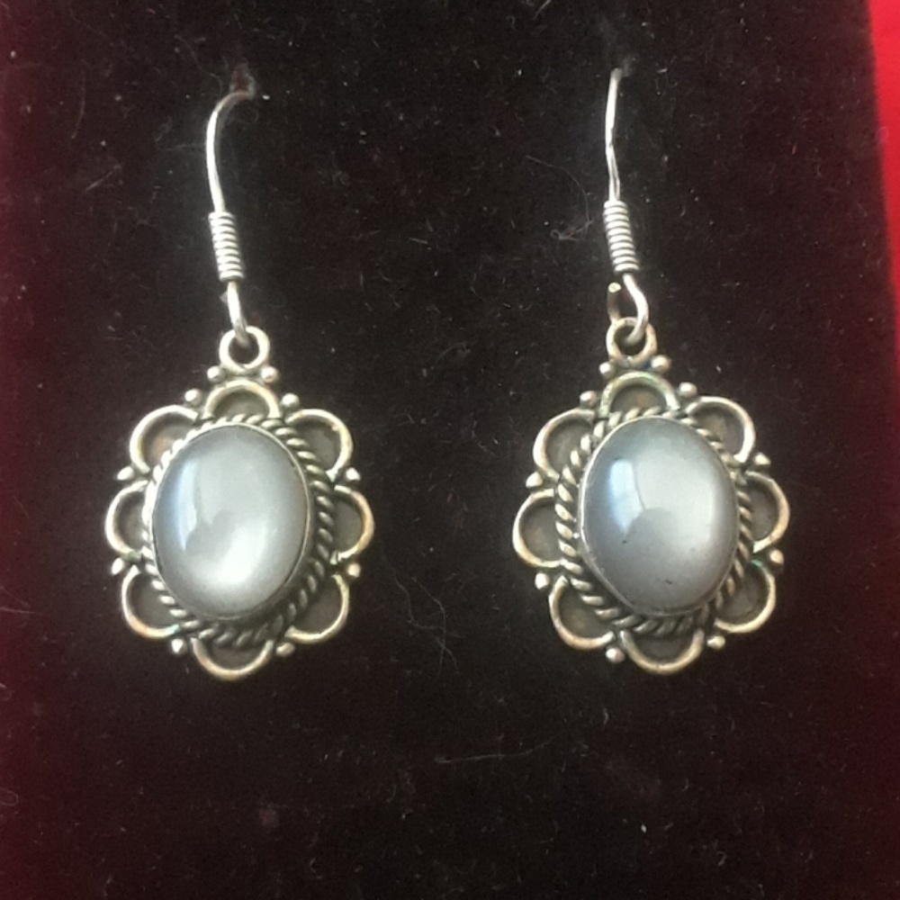 Silver Moonstone in 92.5 earrings